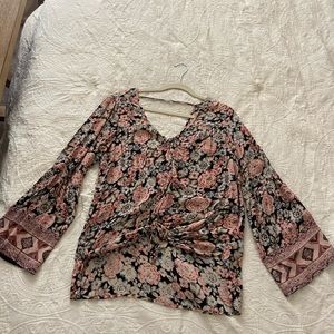 Billabong Floral Tie-Front Blouse